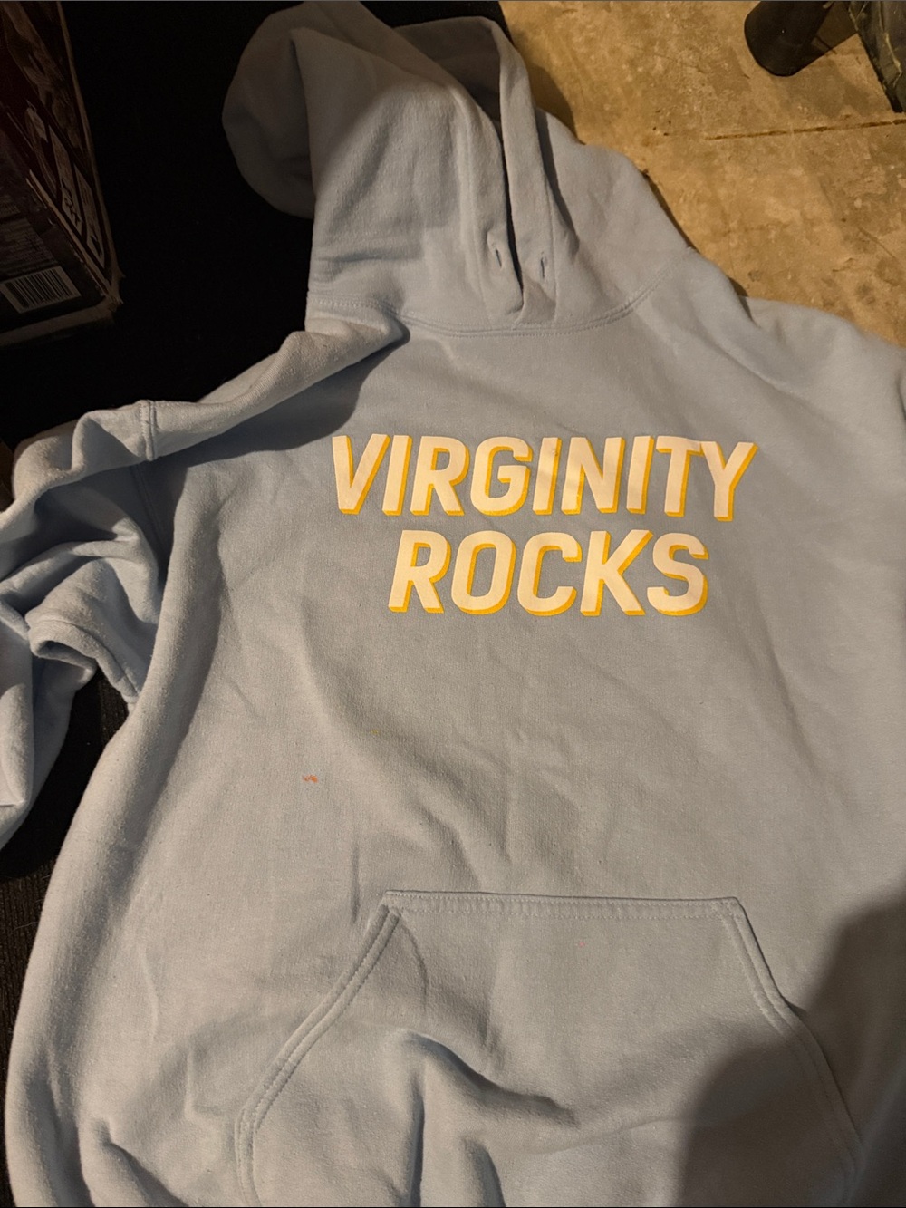 Light Blue 'Virginity Rocks' Hoodie - Unbranded